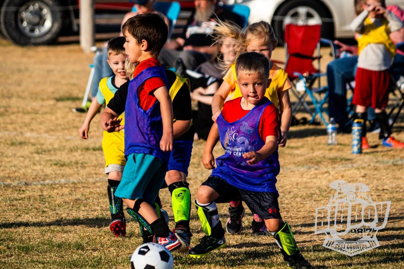 Kids in The Center pinnies playing youth soccer